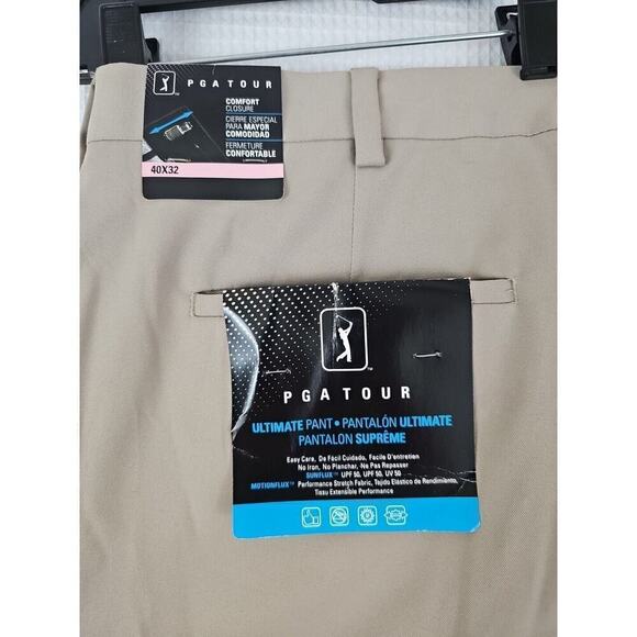 PGATOU ~Men 40×32~Beige/Khaki Flat Front Golf Ultimate Pant Comfort Closure NWT - Picture 7 of 10